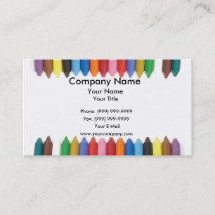 Coloured crayons border business card