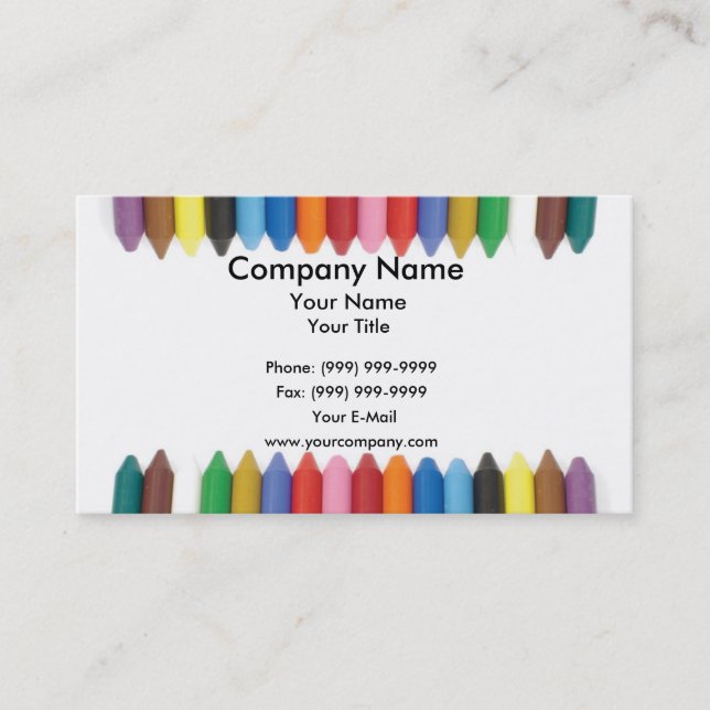 Coloured crayons border business card (Front)