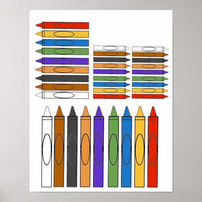 Coloured Crayons Clip Art  Poster (Front)