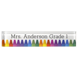 Coloured Crayons Personalise Desk Name Plate