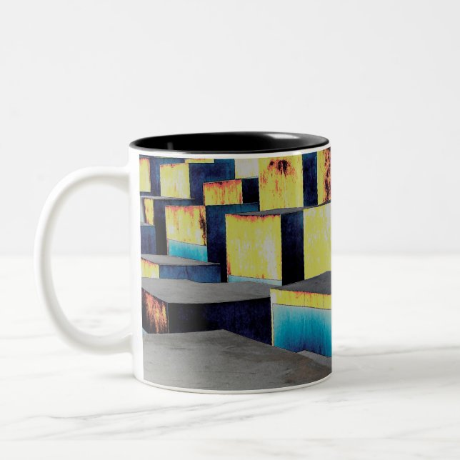 Coloured cubes Two-Tone coffee mug (Left)