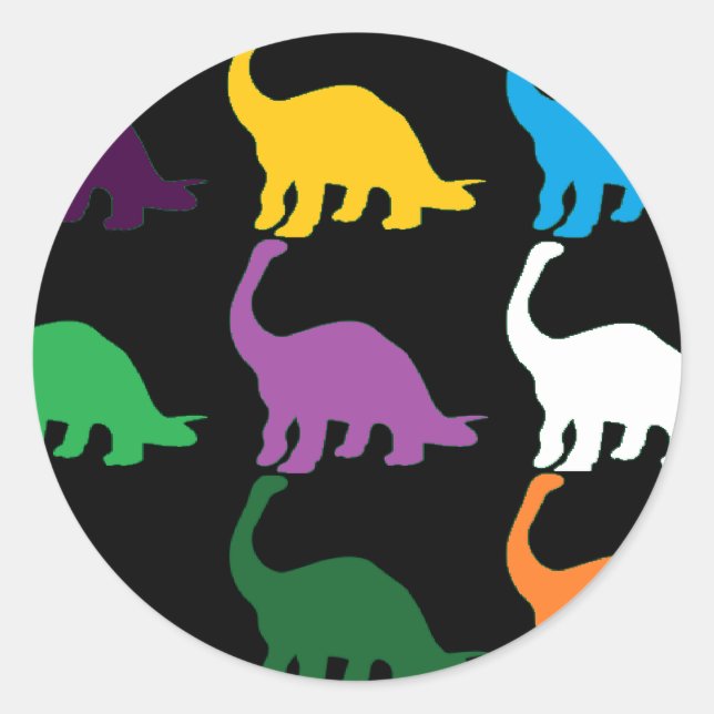 Coloured Dinos Classic Round Sticker (Front)