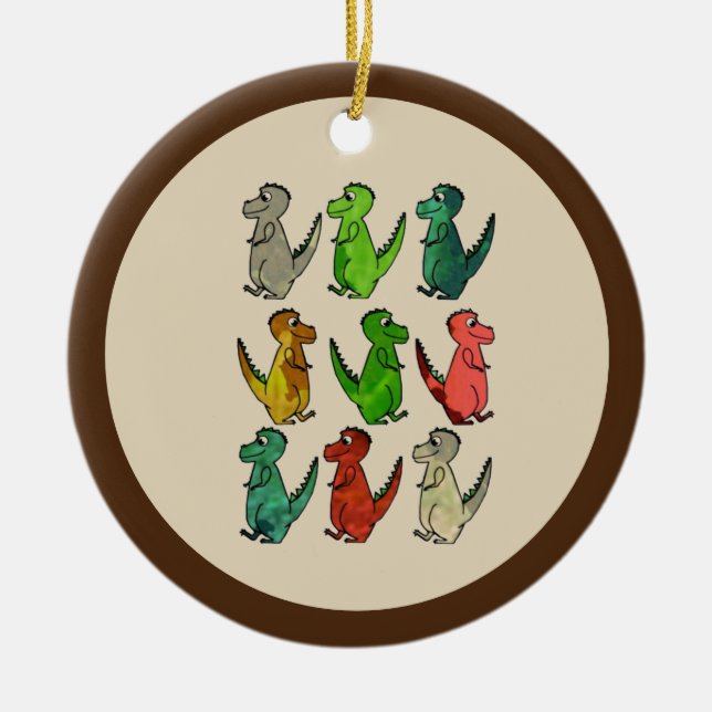 Coloured Dinosaurs Ceramic Tree Decoration (Front)