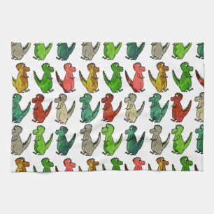 Coloured Dinosaurs Tea Towel