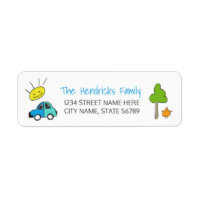 Coloured Doodles Address Labels / Car
