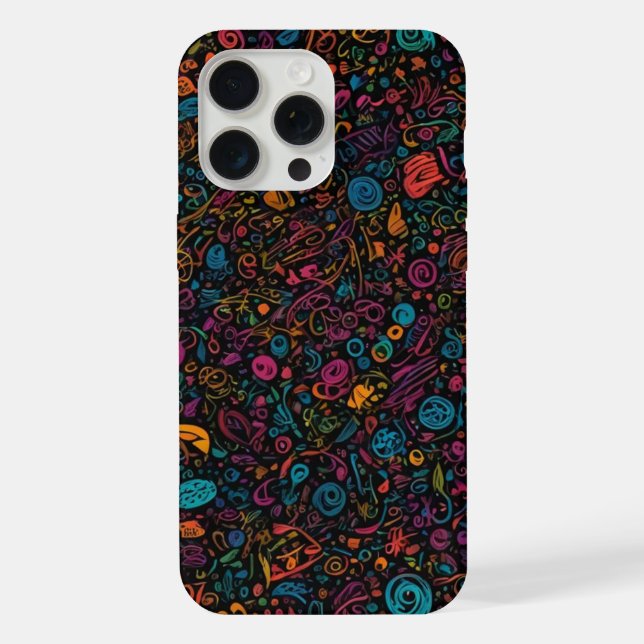 Coloured Doodles iphone 15 pro max case (Back)