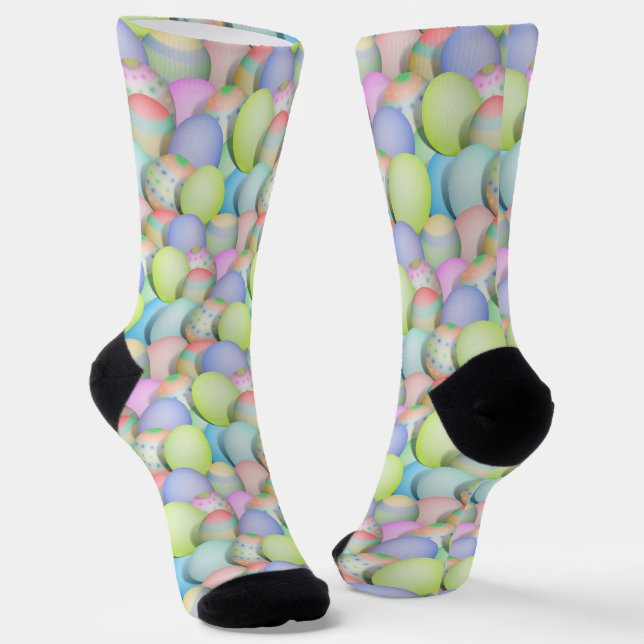 Coloured Easter Eggs Background Socks (Angled)