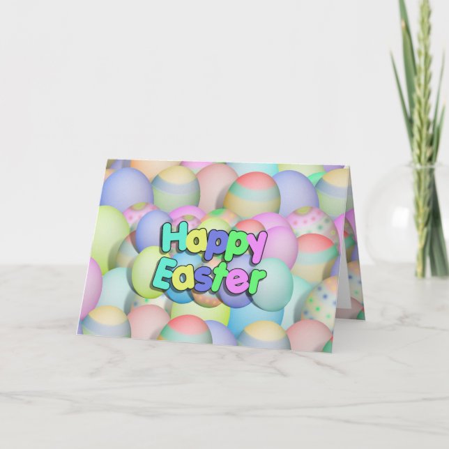 Coloured Easter Eggs - Happy Easter Holiday Card (Front)