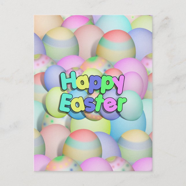 Coloured Easter Eggs - Happy Easter Holiday Postcard (Front)