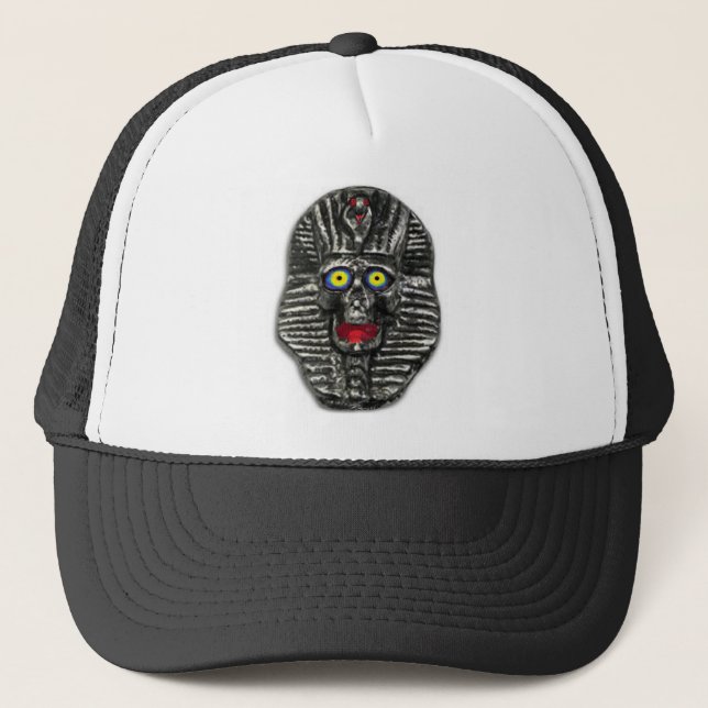 Coloured Egyptian Pharaoh Silver Skull Trucker Hat (Front)