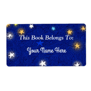 Coloured Evening Stars Etching Custom Bookplate