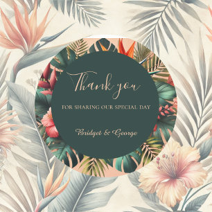 Coloured Exotic Hawaiian Tropical Wedding Thank Yo Classic Round Sticker