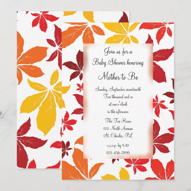 Coloured Fall Leaves Baby Shower Invitation (Front/Back)