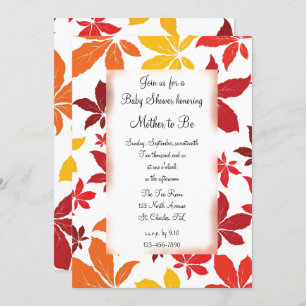 Coloured Fall Leaves Baby Shower Invitation