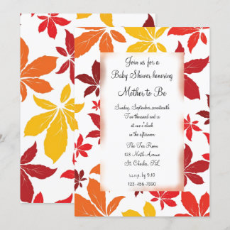 Coloured Fall Leaves Baby Shower Invitation