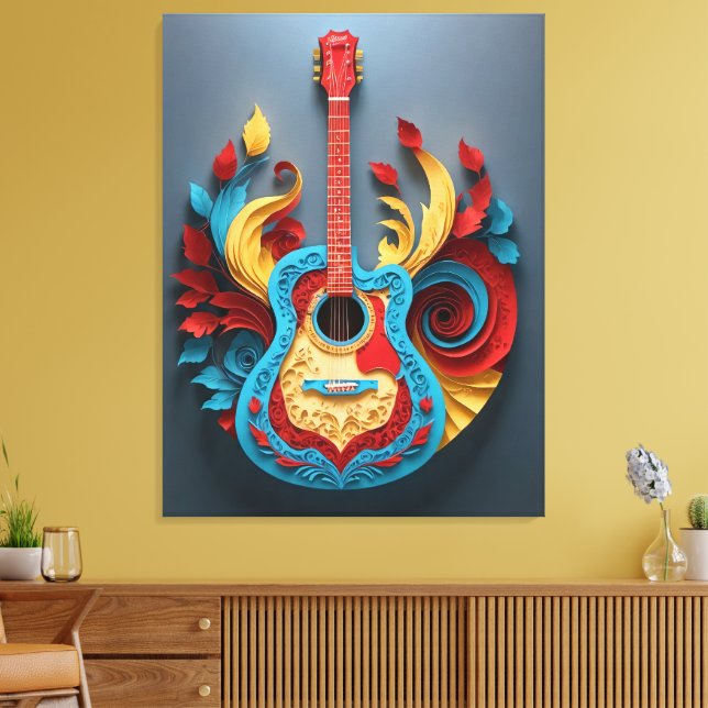  Coloured Fantasy Guitar Canvas Print (Insitu(LivingRoom))