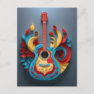  Coloured Fantasy Guitar Postcard
