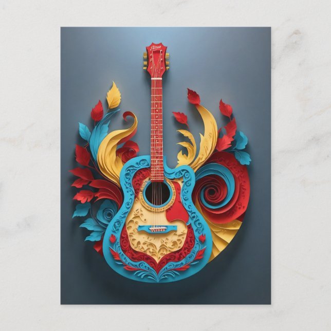  Coloured Fantasy Guitar Postcard (Front)