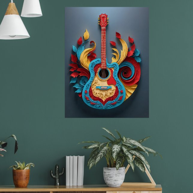  Coloured Fantasy Guitar Poster (Living Room 1)