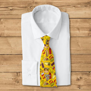 Coloured Fast Food Icons Pattern Tie