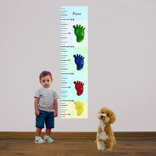 Coloured Feet Pastel Growth Chart Add Child's Name