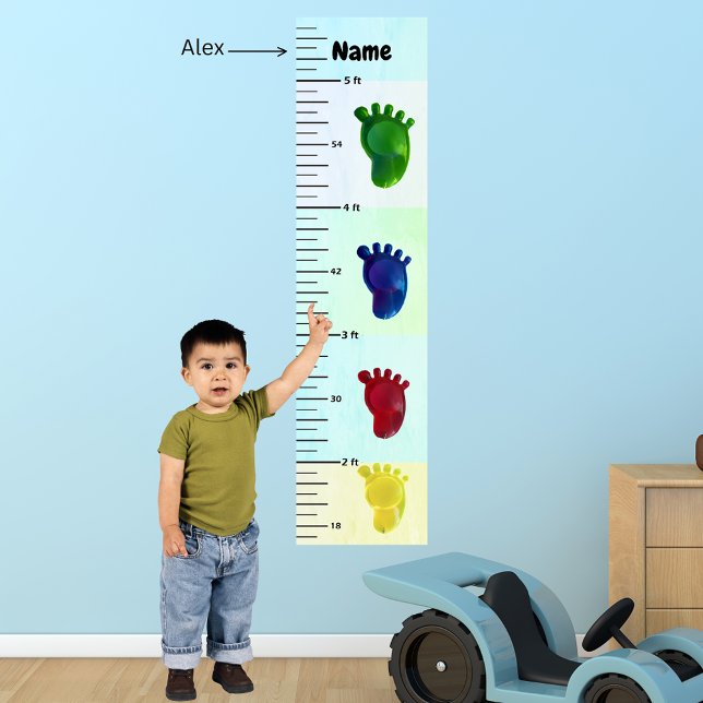 Coloured Feet Pastel Growth Chart Add Child's Name (Colored Feet Pastel Growth Chart Add Child's Name)