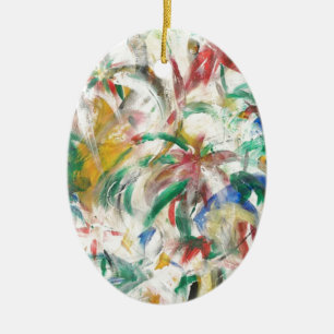 Coloured Fingerpaint Art Ceramic Tree Decoration