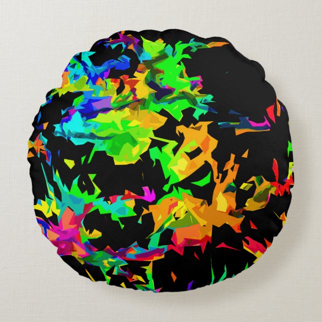 Coloured flames round cushion (Front)