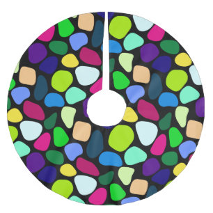 Coloured Flat Stone Mosaic I + your ideas Brushed Polyester Tree Skirt