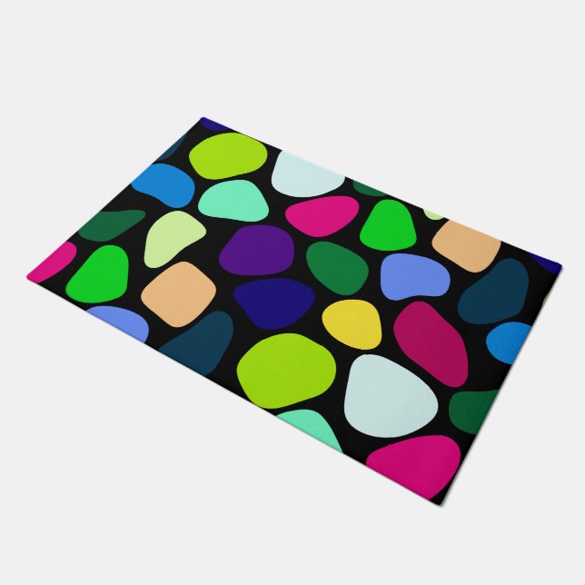 Coloured Flat Stone Mosaic I + your ideas Doormat (Angled)