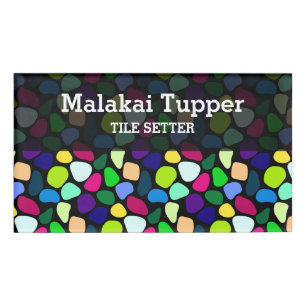 Coloured Flat Stone Mosaic I + your ideas Name Tag