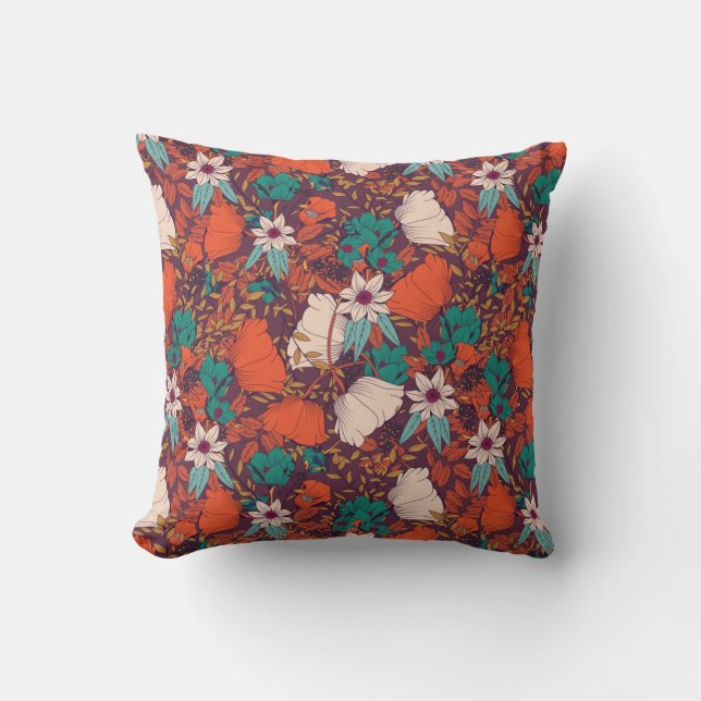 Coloured flowers pattern cushion (Front)