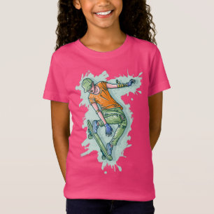 Coloured Flying Skater, Funny Illustration T-Shirt
