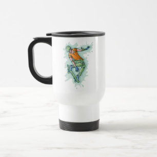 Coloured Flying Skater, Funny Illustration Travel Mug