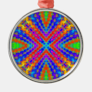 coloured fractal kaleidoscope Art Metal Tree Decoration