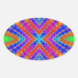 coloured fractal kaleidoscope Art Oval Sticker