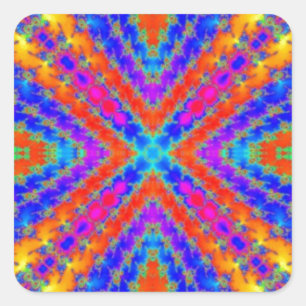 coloured fractal kaleidoscope Art Square Sticker