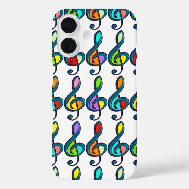 coloured G clef music notes pattern Case-Mate iPhone Case (Back)