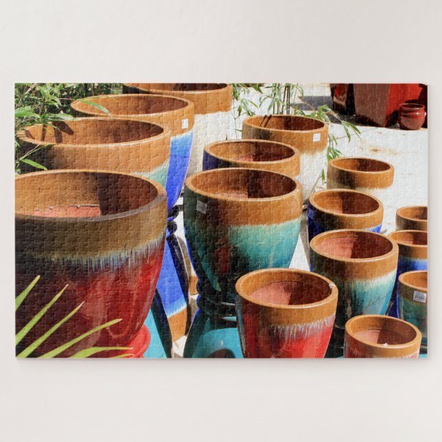 Coloured garden plant pots jigsaw puzzle (Horizontal)