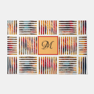 Coloured Geometric Abstract Stripe Pattern Doormat