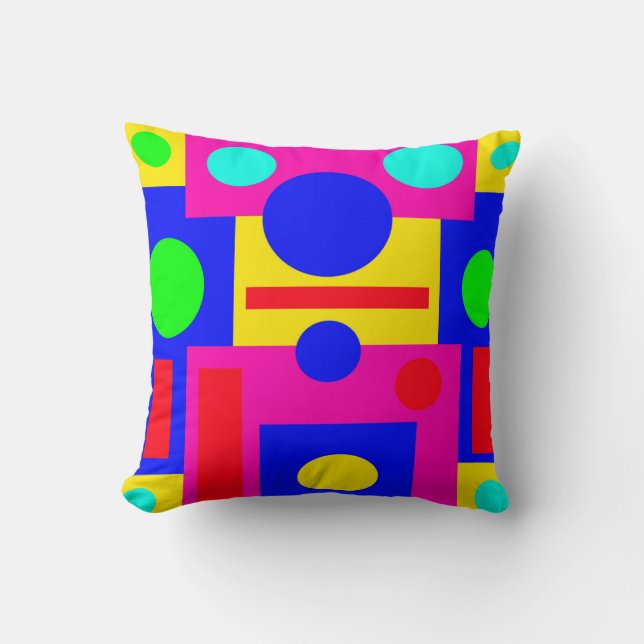 Coloured geometric shapes cushion (Front)