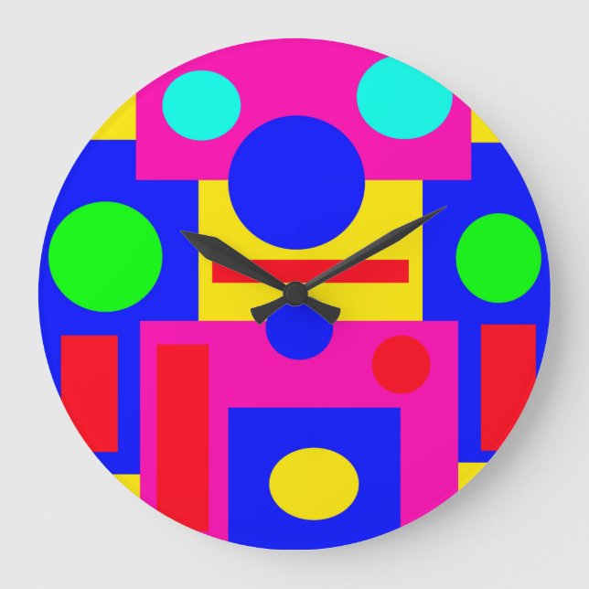 Coloured geometric shapes large clock (Front)
