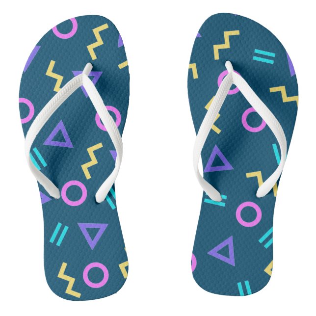 Coloured Geometric Shapes Pattern Flip Flops (Footbed)