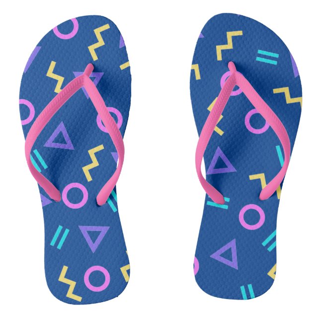 Coloured Geometric Shapes Pattern Flip Flops (Footbed)