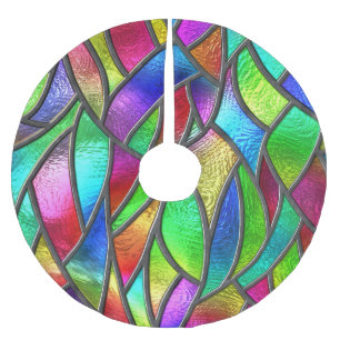 Coloured Glass Pattern 3D Texture Brushed Polyester Tree Skirt