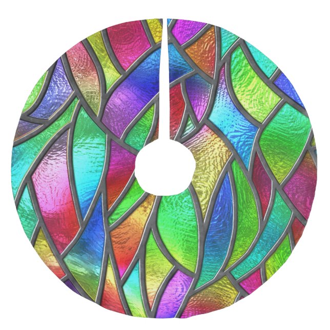 Coloured Glass Pattern 3D Texture Brushed Polyester Tree Skirt (Front)