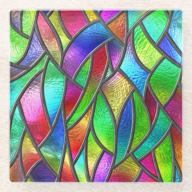 Coloured Glass Pattern 3D Texture Coaster (Front)