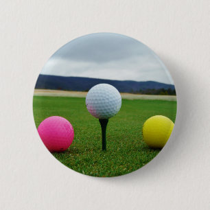 Coloured Golf Balls, mountain tee 6 Cm Round Badge