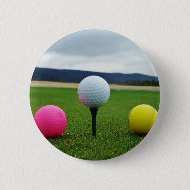 Coloured Golf Balls, mountain tee 6 Cm Round Badge (Front)