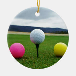 Coloured Golf Balls, mountain tee Ceramic Tree Decoration